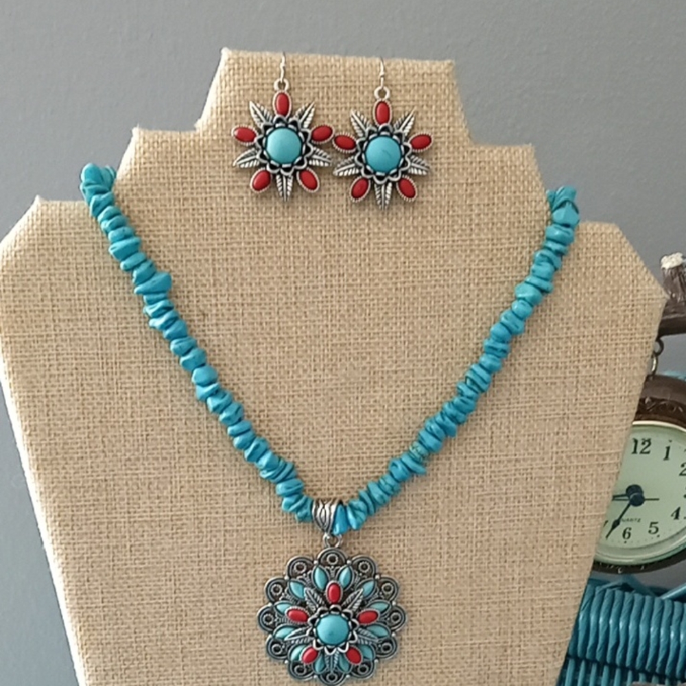 New Southwest Turquoise Design Jewelry Set
